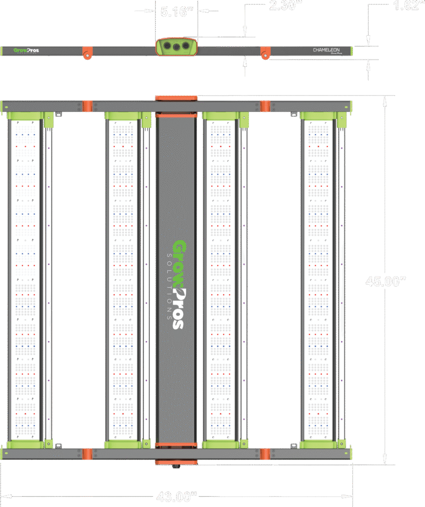 Dim Chameleon 4 by 4, 4 channel led grow light, led grow light
