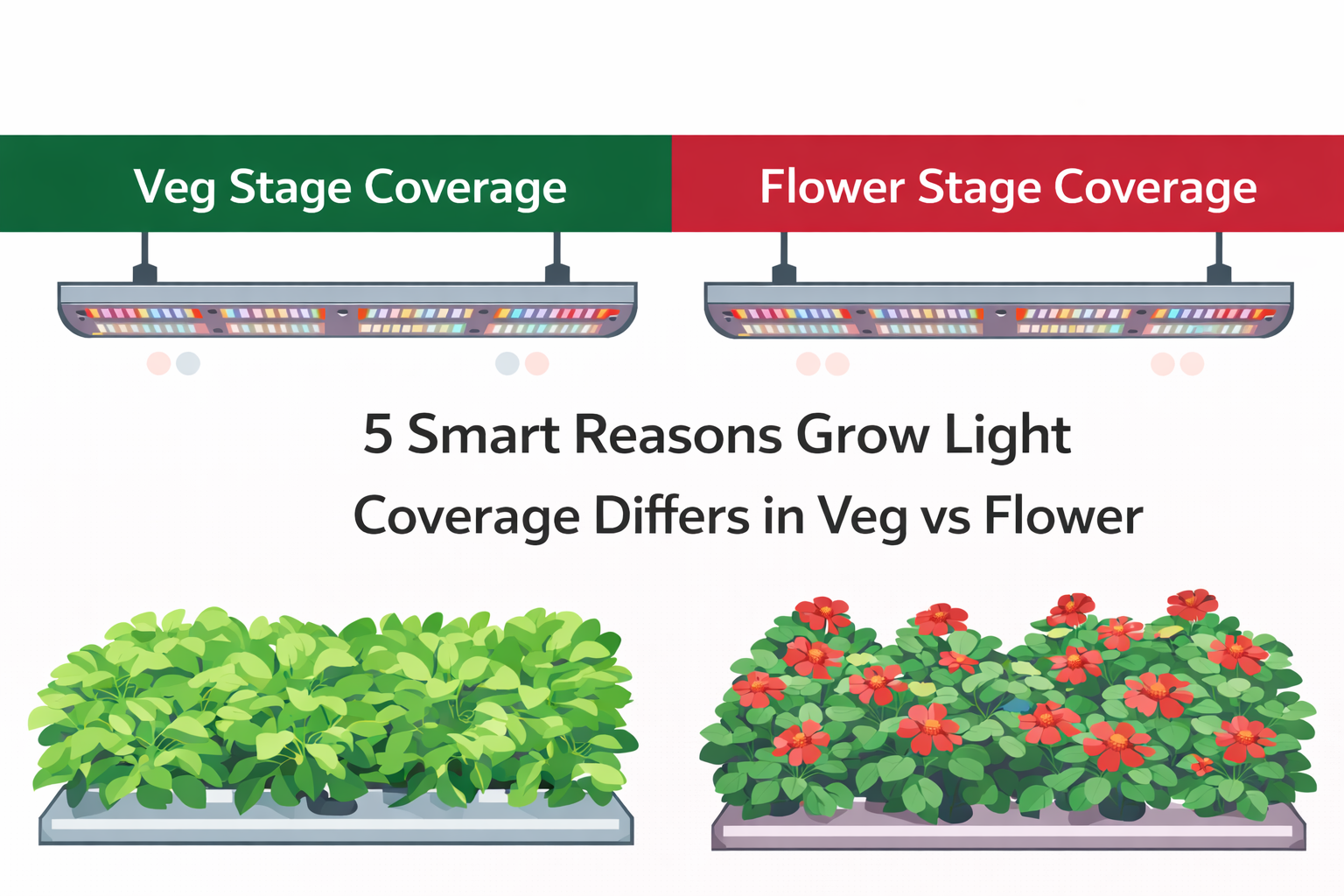 5 Smart Reasons Grow Light Coverage Differs in Veg vs Flower