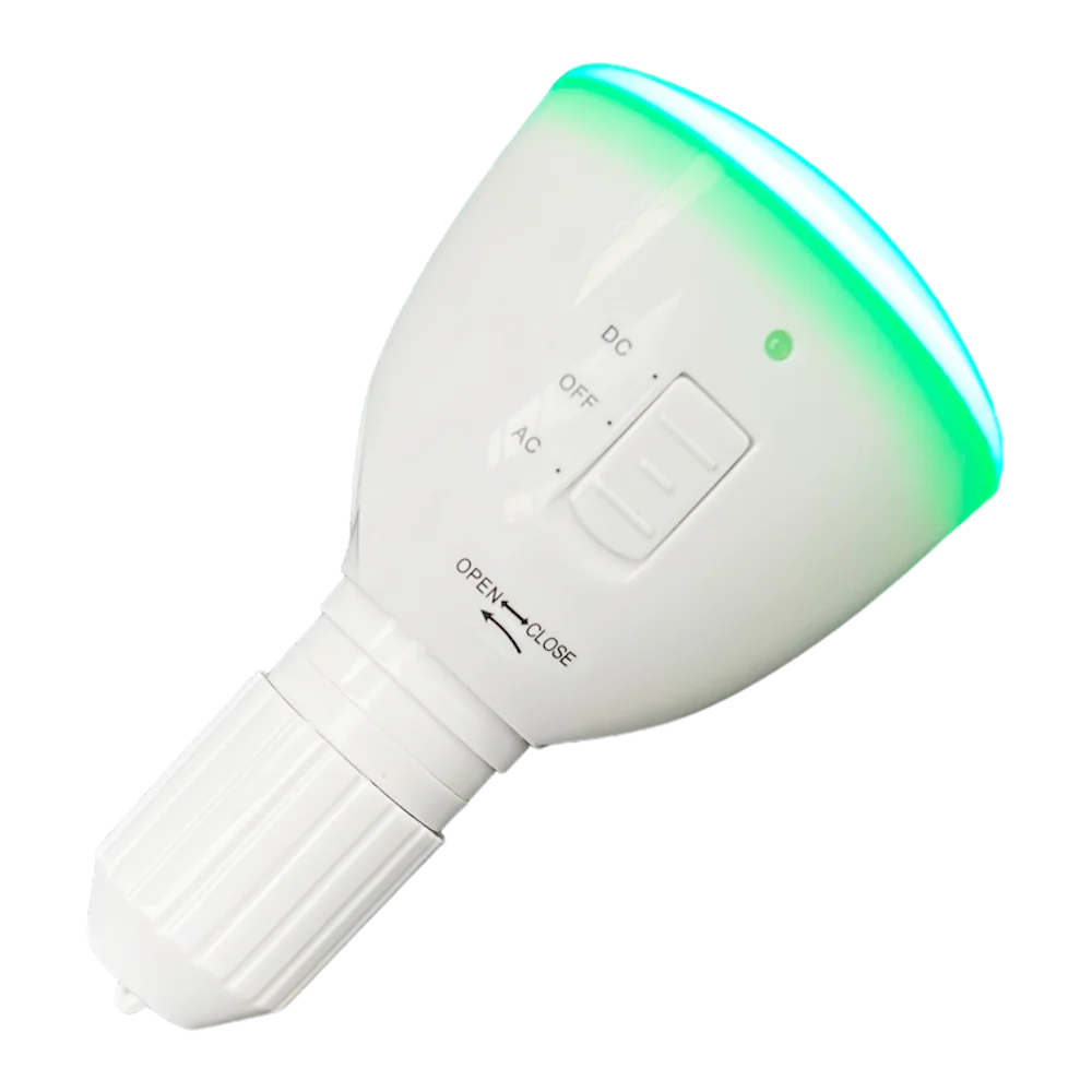 green light bulb, green flashlight, green work light bulb, green work light, emergency light bulb, led grow light, led work light, AC/DC green light bulb, green light with battery backup, green light with battery, Green Flashlight Bulb Battery, Green Spectrum Light Bulb